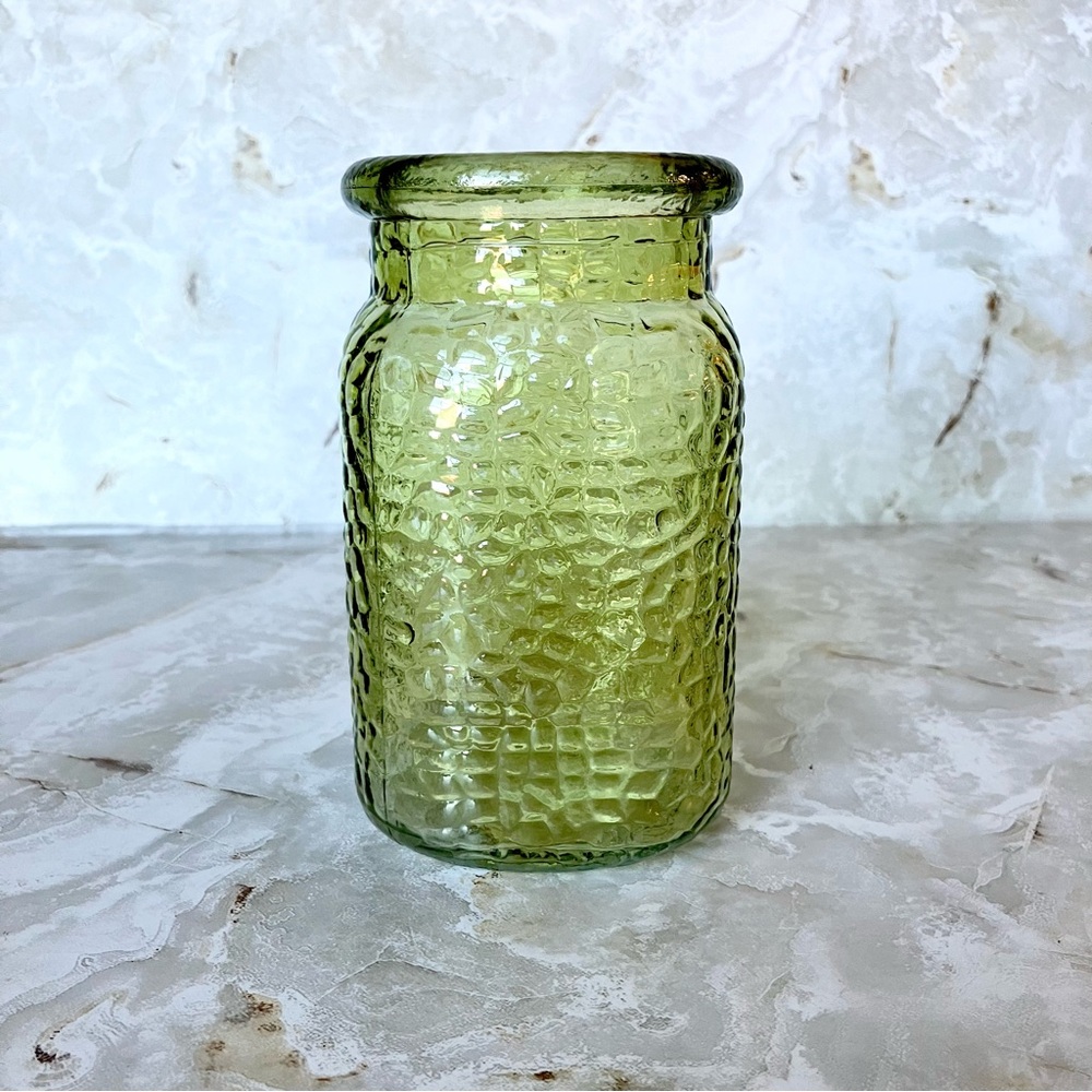 Hammered Jar Flower Vase Green 5 1/2"